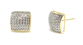 ADIRFINE 14K Solid Gold 8.5mm Square Micro Pave Cubic Zirconia Stud Earrings - £169.45 GBP