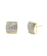 ADIRFINE 14K Solid Gold 8.5mm Square Micro Pave Cubic Zirconia Stud Earr... - £169.86 GBP