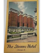 Vintage The Stevens Hotel Chicago Ilinois Linen Postcard 1949 - $9.99