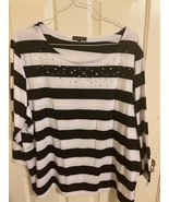 Black &amp; White Striped Shirt with Rhinestones, Sz 2XL - $131.39 MXN