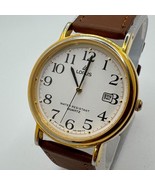 VTG Lorus Quartz Watch V532-8A30 Men Gold Tone Date Leather ~For Parts R... - $29.96 CAD