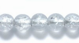 6mm China Round Druk Glass Beads Silver Lined Transp Crystal Crackle, 30in, 160 - £1.18 GBP