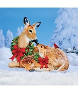 Festive Christmas Holiday Fawn and Doe Deer Lawn Stake - $49.22 CAD