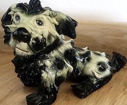 Vintage Italian Spaghetti Dog Black and White Terrier Figurine Darling Puppy - £25.24 GBP