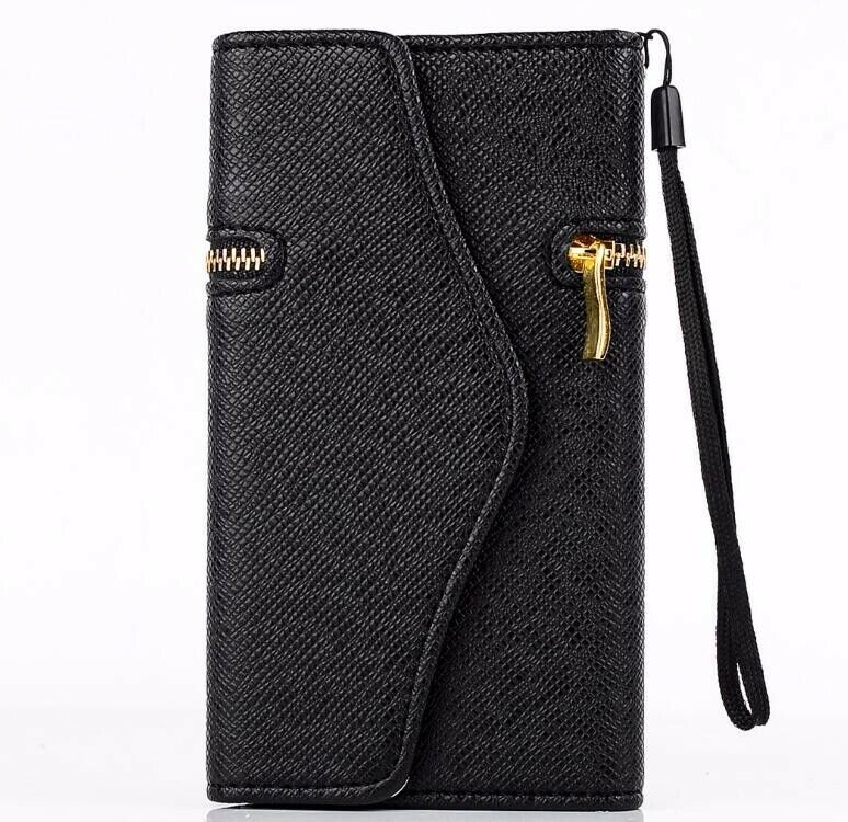 iPhone 4 4s Luxury Wallet Leather Case Zipper Cases Card Holder Cover BLACK - $5.89