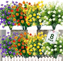 Turnmeon 8 Pcs. Boxwood Artificial Outdoor Uv Resistant Fake Flowers, Faux - £25.53 GBP