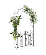 2 in 1 Garden Arbor with Door and Latch for Outdoor Lawn-Black - Color: ... - $147.99