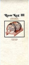Rum Keg III Menu Private Dining &amp; Drinking Establishment Kellogg Wichita Kansas - £31.24 GBP