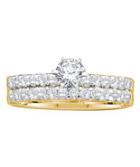 14k Yellow Gold Round Diamond Bridal Wedding Engagement Ring Band Set 1.... - $37,329.76 MXN