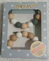 TURY.HU Pacifier Clip for Baby Silicone Teething Soothie Toy Beige Grey NIB - £8.69 GBP