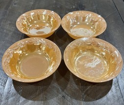 Vintage Anchor Hocking Fire King Peach Luster Set Of 4 Berry Bowl 4 3/4&quot; - $24.74
