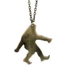 Bigfoot Charm Necklace 2&quot; Walking Sasquatch Pendant Antique Bronze Finish Metal - £10.14 GBP