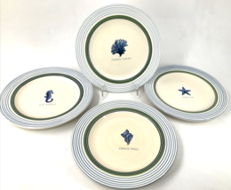 Pfaltzgraff Beachcomber Salad Plate 8.5&quot; Conch Shell Sea Horse Star Fish Set 4 - £29.59 GBP