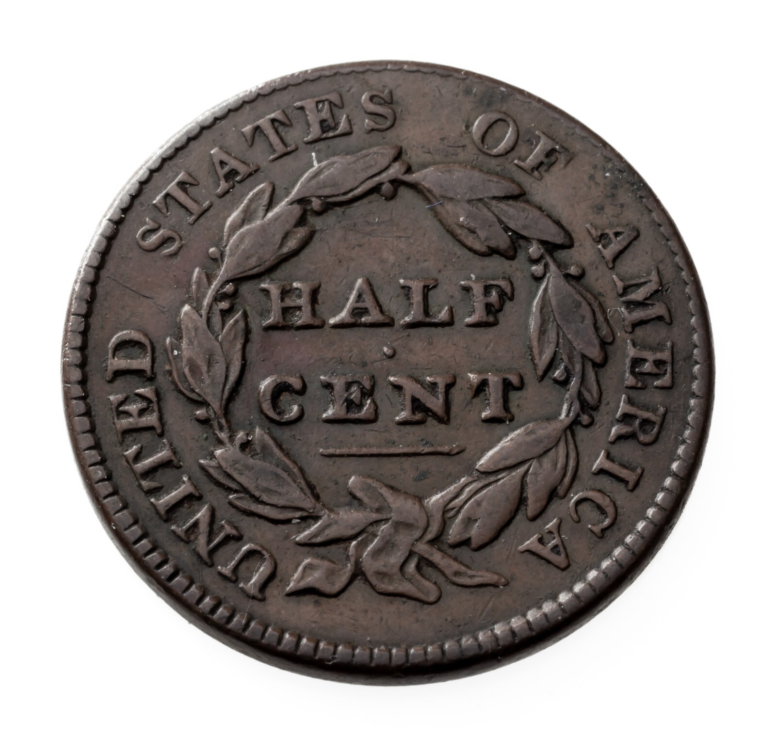 1828 13 Stars Half Cent in Very Fine VF Condition, Brown Color, Nice Detail Item image 2