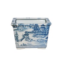 Blue and White Blue Willow Porcelain Rectangular Pot - $118.79