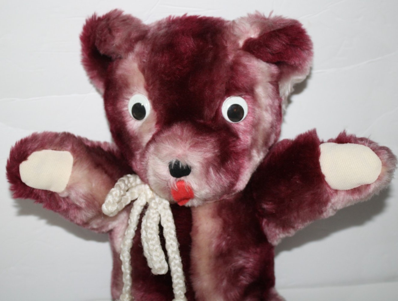 Teddy Bear 17" Maroon Burgundy Tipped Plush Google Eyes Bow Soft Toy Stuffed Item image 2