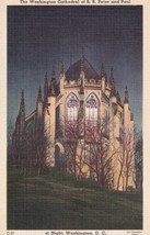 Washington Cathedral SS Peter Paul Night Washington DC 1951 Postcard D50 - £2.33 GBP