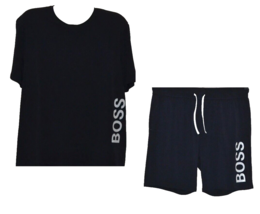Hugo Boss Men&#39;s Cotton Jersey Navy Plain Suit Shorts Size 2XL T-Shirt Si... - £69.68 GBP
