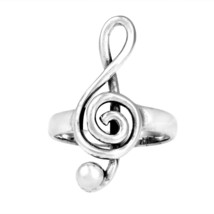 Music Lover Raised Treble Clef Musical Note .925 Silver Ring-9 - £14.55 GBP