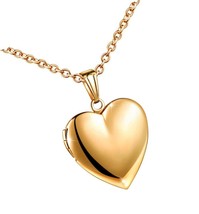 Heart Shape Photo Locket Pendant Necklace Stainless - £49.12 GBP