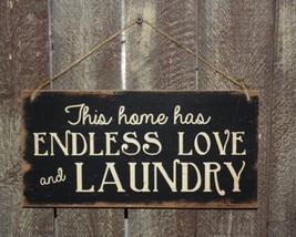 Prmitive Wood  Sign 3454 Endless Love and Laundry Sign  - £4.65 GBP