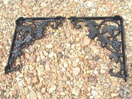Cast Iron Wall Shelf Support Brackets Corbels Black Tuscan Grapes bz - $59.99