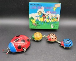 Vintage Wind-Up Tin Litho Mechanical Lady-Bug Family Parade + Key - $23.19