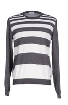 Love Moschino Gray White Striped Wool Men&#39;s Italy Sweater Size US 48 EU 58 - $177.29