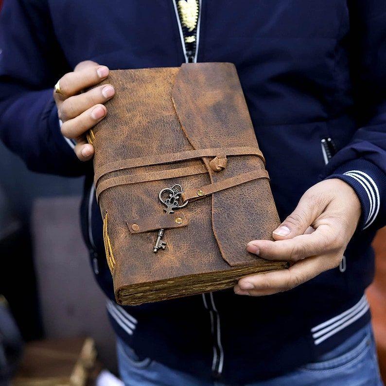 Leather Journal - Handmade Leather Bound Journal with Deckle Edge Paper ... - $50.00
