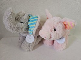 Manhattan Toy Voyagers Pink Pig Grey Elephant Plush Stuffed Animal Lot H... - £15.01 GBP