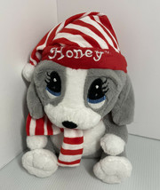 Dan Dee Sad Sam Honey 10&quot; Stuffed Plush Dog With Holiday Hat &amp; Scarf Vintage - £16.92 GBP