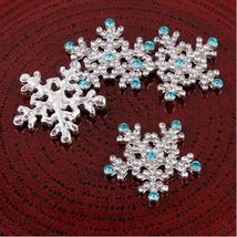10pcs Snowflake Rhinestone Buttons,Flat Back Dressing Decoration Buttons - $7.20