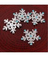 10pcs Snowflake Rhinestone Buttons,Flat Back Dressing Decoration Buttons - $7.20