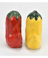 Hot Chili Peppers Ceramic Salt &amp; Pepper Shakers Red Yellow Vintage 3&quot; - $27.01 CAD