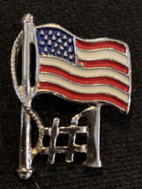 Silver Tone American Flag #1 Pin/Brooch  - Vintage - £7.56 GBP