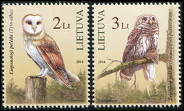 Lithuania 2014. The Red Book of Lithuania - Owls (MNH OG) Set of 2 stamps - £4.10 GBP