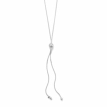 7 mm Adjustable Bead with Diamond Cut Chain Snake Lariat Necklace 14K White GP - £112.02 GBP