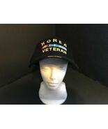 Black PADDED SATIN STITCH Korea Veteran Hook and Loop Fastened Back HAT - $197.96 MXN