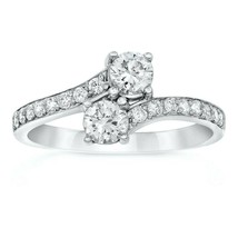 1.5CT Round Birlliant Diamond 14CT Gold Plated Solitaire Bypass Promise Ring - £57.87 GBP