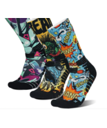 Socks 3 Pk Graffiti Art Hip-hop Style Texture Pattern Unisex Sz Medium NEW - £18.36 GBP