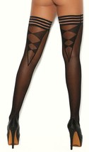 Striped Top Thigh Highs Argyle Back Side Elastic Stockings Costume Hosiery 12006 - £11.28 GBP