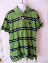 Abercrombie &amp; Fitch Green/Blue Striped Polo Muscle Shirt Size L Boy&#39;s EUC - £10.95 GBP