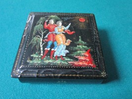 Russian Lacquer Box Trinket Hand Painted 1 X 4 X 4 [81d] - £33.82 GBP