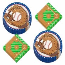 Baseball Party Play Ball Glove Paper Dinner Plates and Ball Diamond Lunc... - $17.09