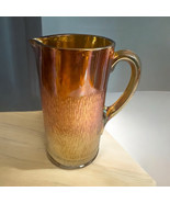 Carnival Pitcher Vintage Iridescent Peach Marigold Ribbed Bark Glass Jea... - $532.35 MXN