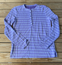 marine layer Women’s 1/2 button Stripe long sleeve shirt size S purple s9x1 - £15.20 GBP