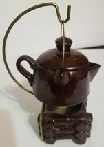 Menschik Goldman Mini Coffee Pot Campfire Teapot Candle Holder Brown RARE Japan - £16.11 GBP