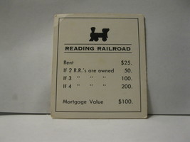 1985 Monopoly Board Game Piece: Reading Railroad Title Deed - £0.58 GBP