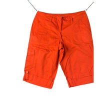 Gitano Womens Size 16W Capri Cropped Orange Pants Button Tie Waist Cuffed Hem Ca - £23.35 GBP