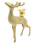 Brass Deer Stag with Antlers Candle Holder 5.75&quot; Tall Christmas Decor Fi... - £7.47 GBP